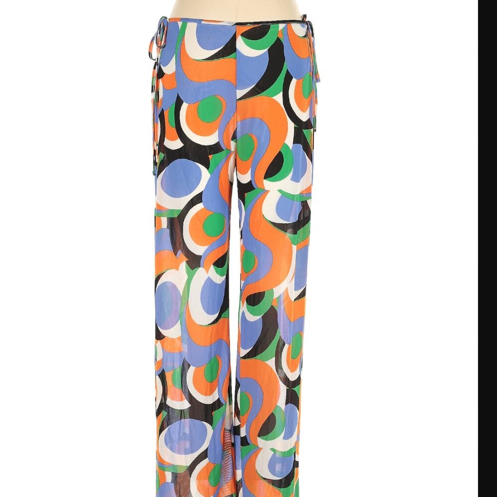 Solid & Striped Geometric Print Swim Cover up Pants